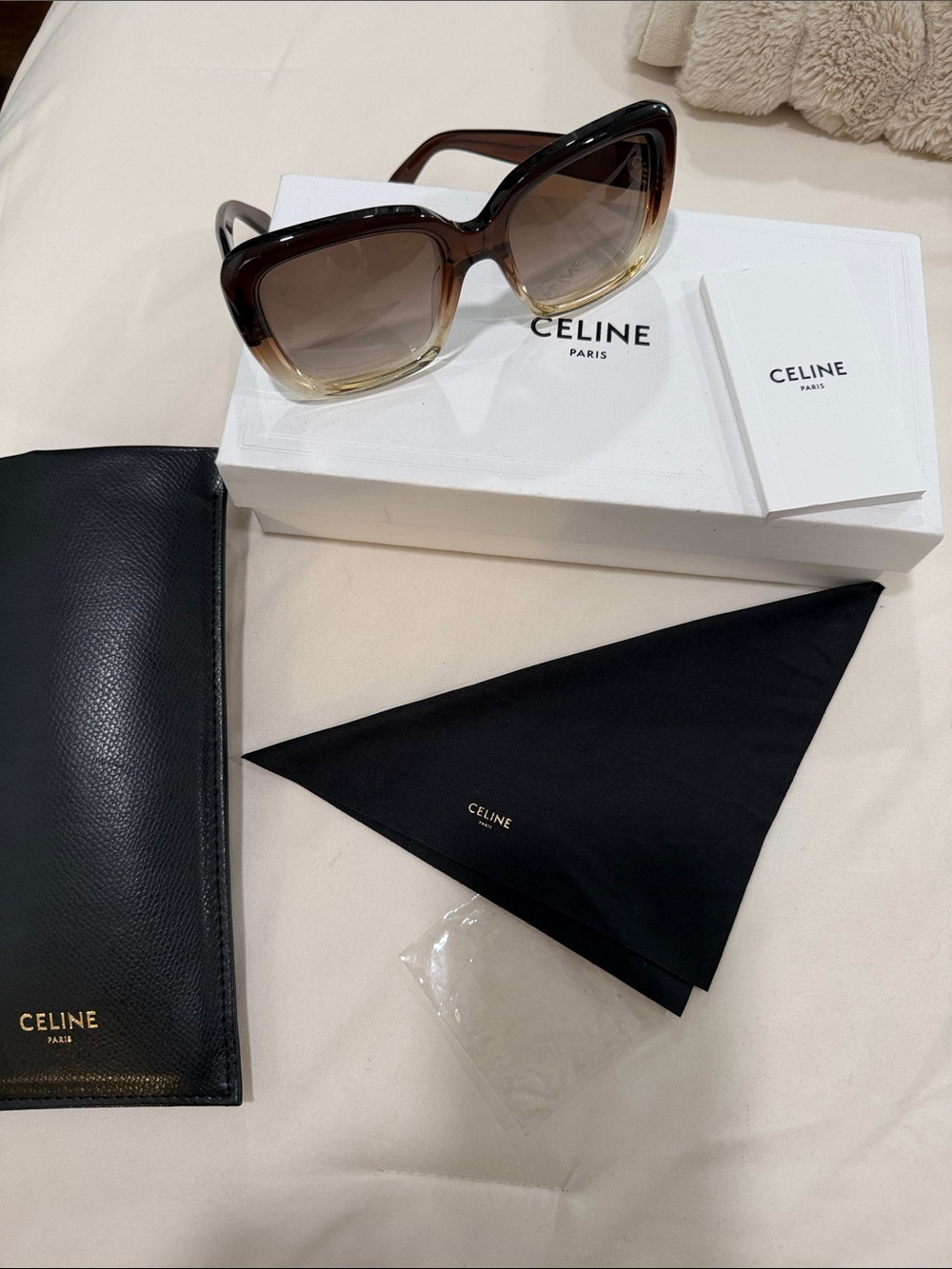 Celine Brown-to-Cream Gradient Oversized Sunglasses